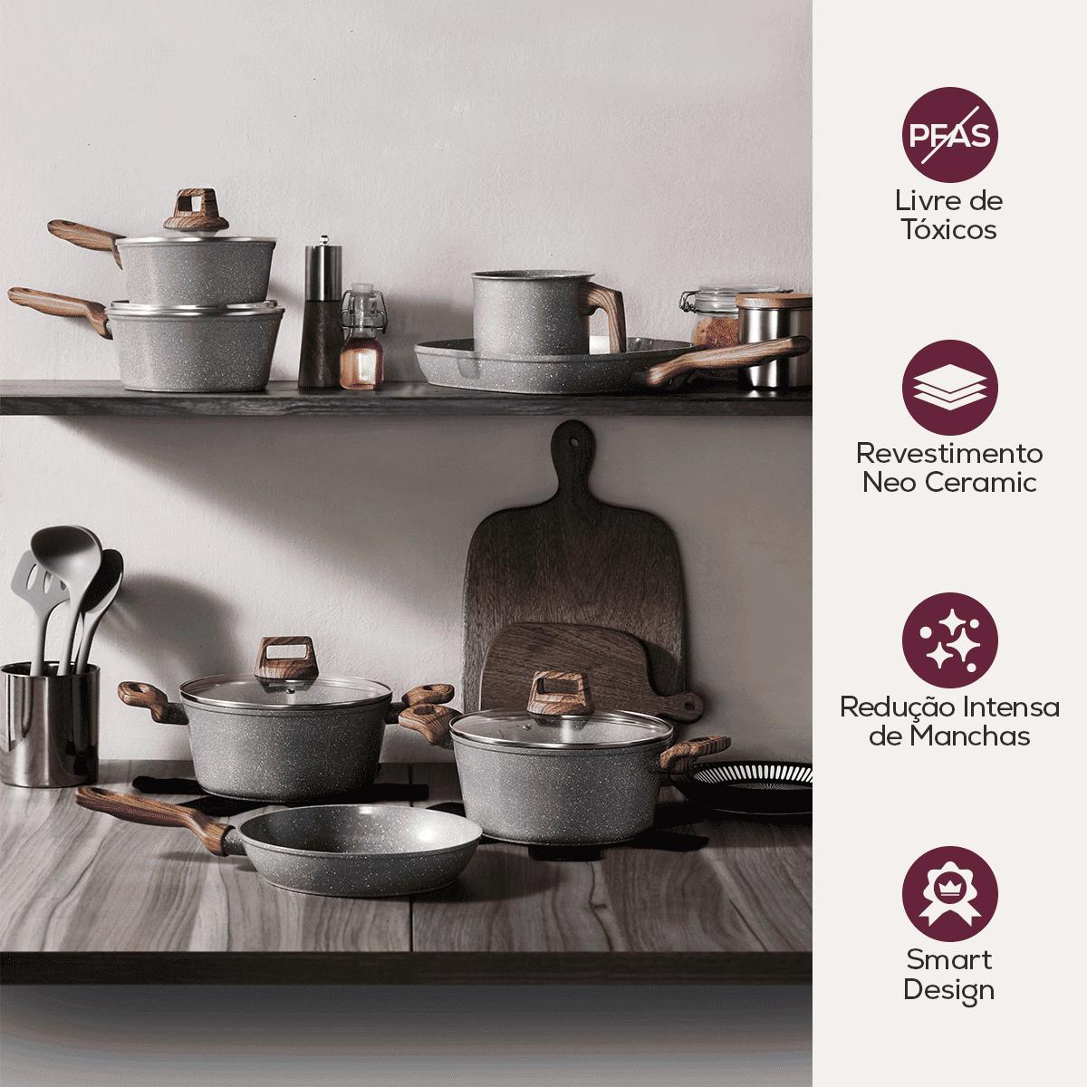 Jogo de Panelas 12 Peças Bravia Cookware Grafeno Bravatti