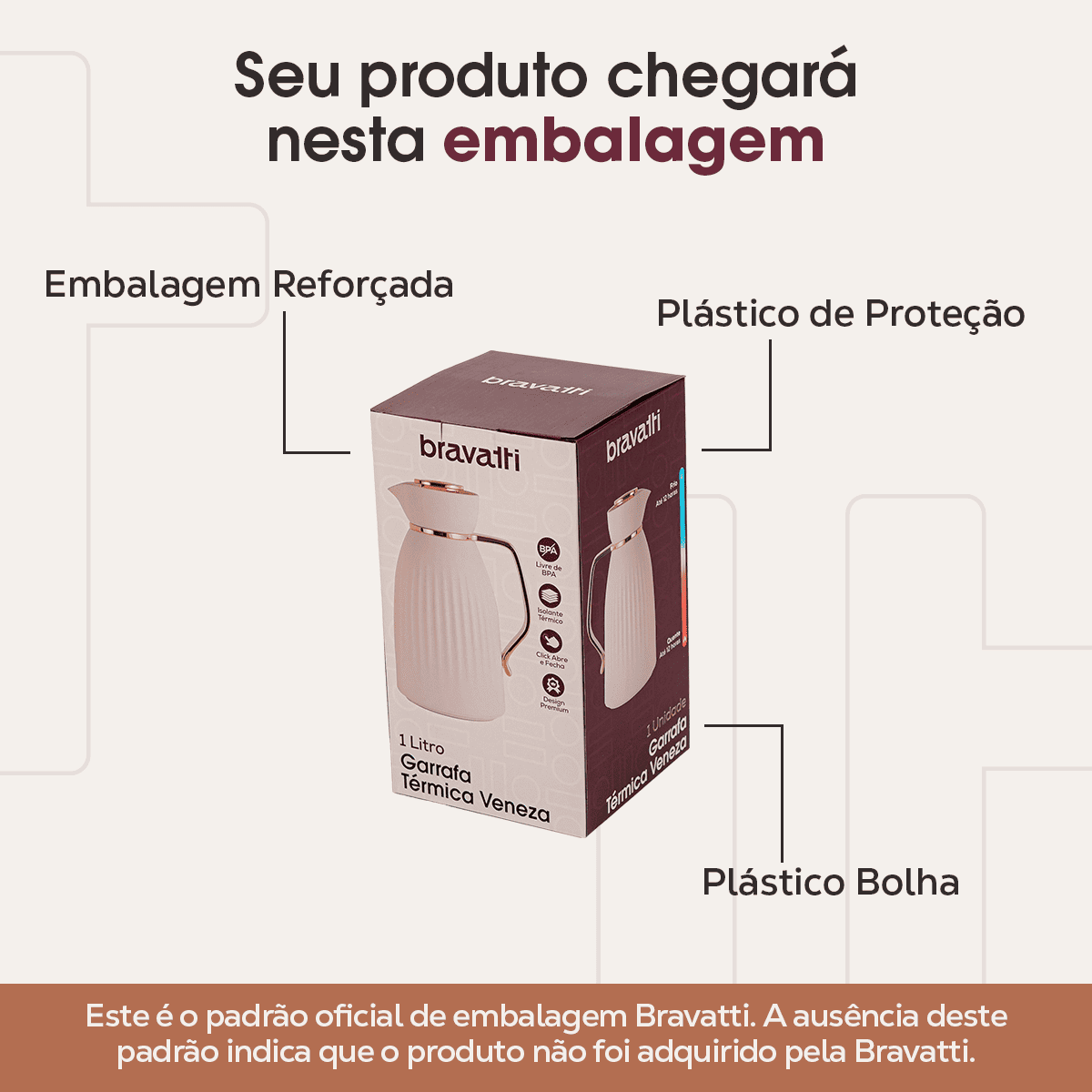 Garrafa Térmica Mônaco 1L - Off White Bravatti