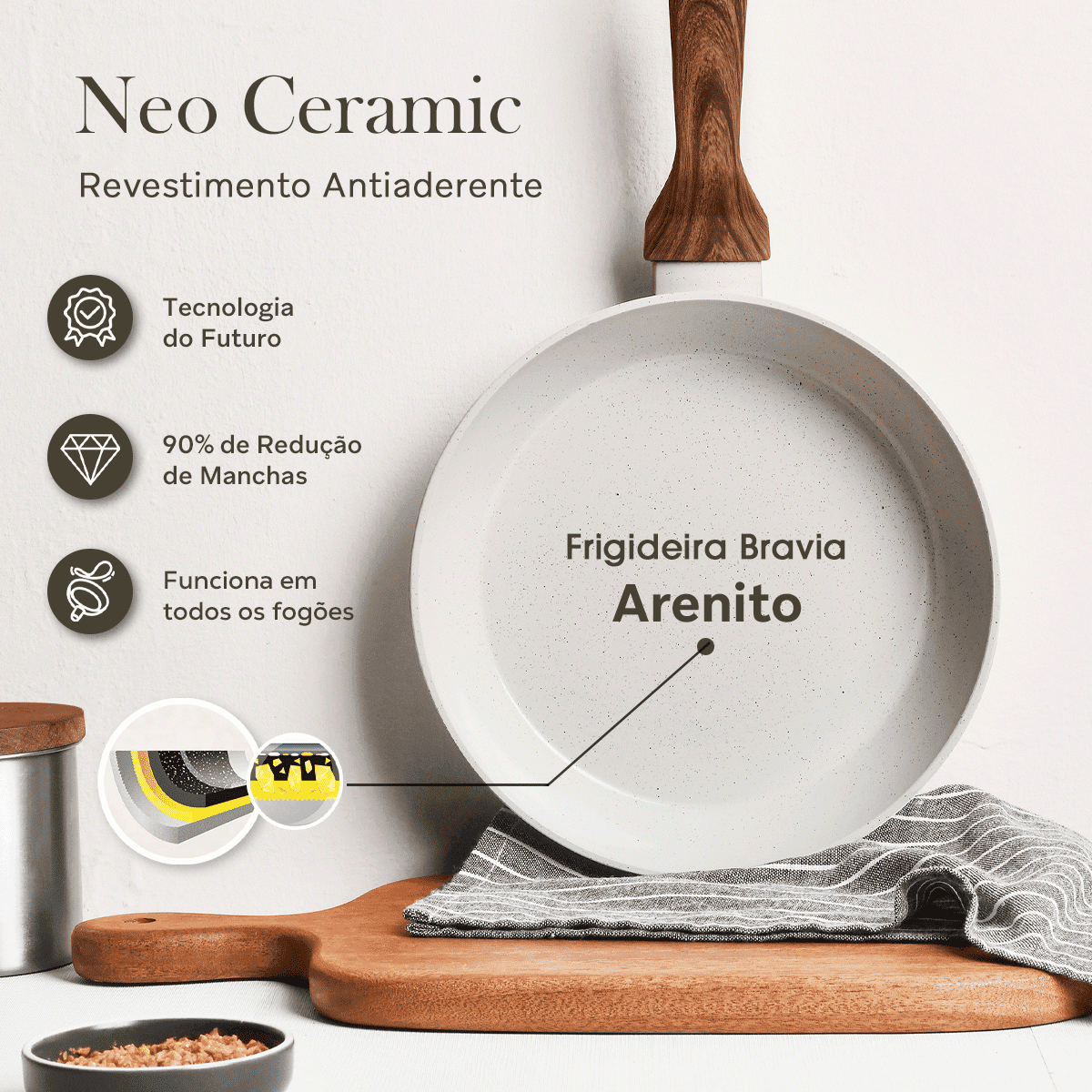 Frigideira 22cm Bravia Cookware com Descanso Bravatti