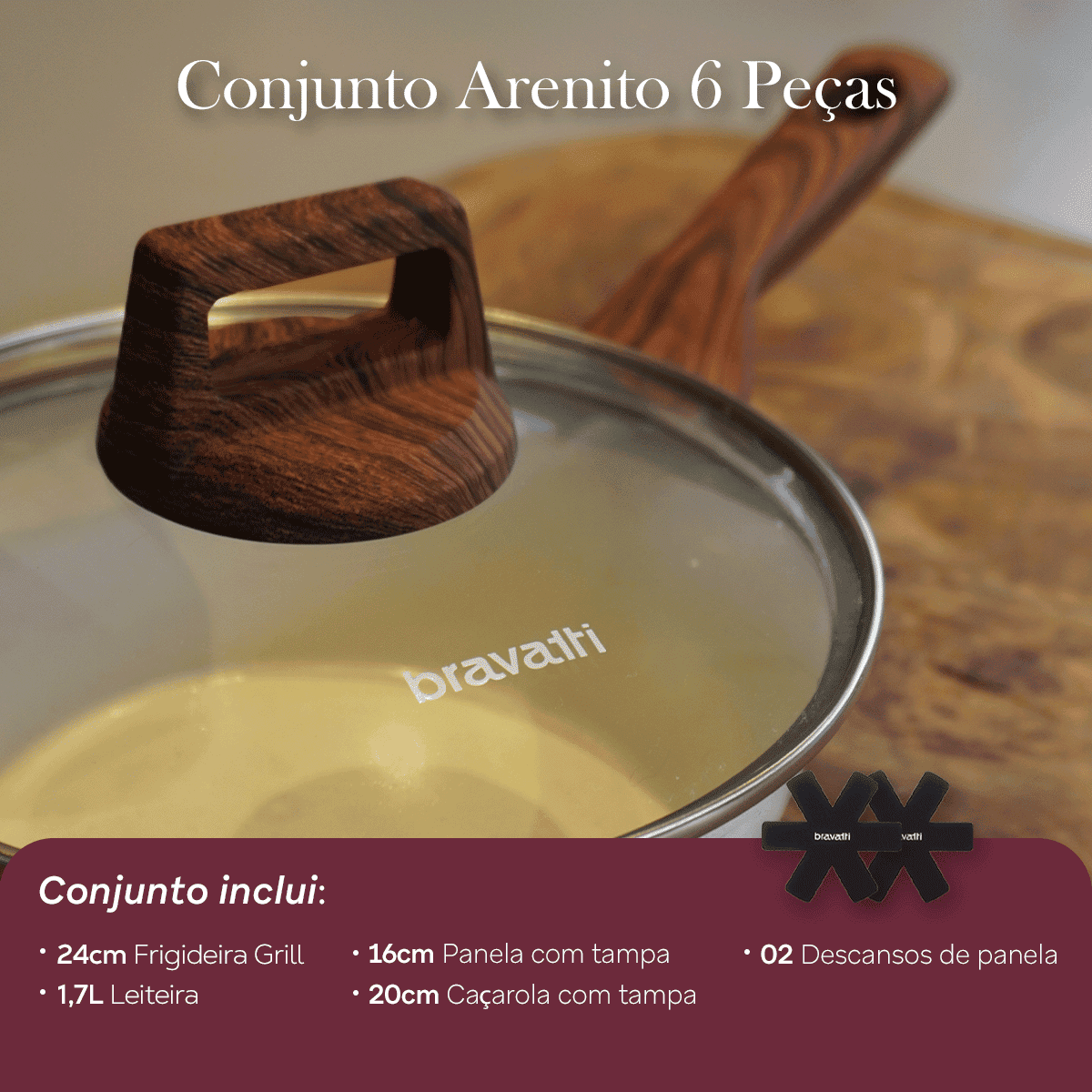 Conjunto de Panelas 6 Peças Bravia Cookware Bravatti