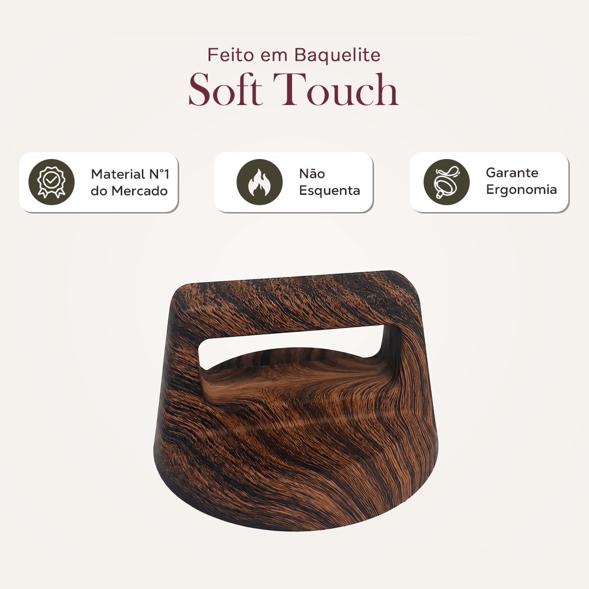 Kit 5 Poméis Pegador Puxador Baquelite	Soft Touch Para Tampa Bravatti