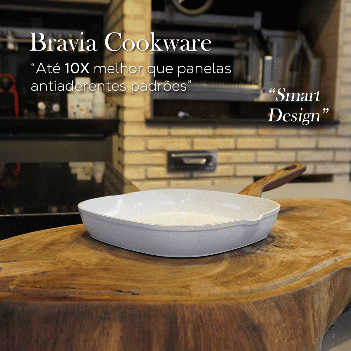 Frigideira Grill 24cm Bravia Cookware com Descanso Bravatti