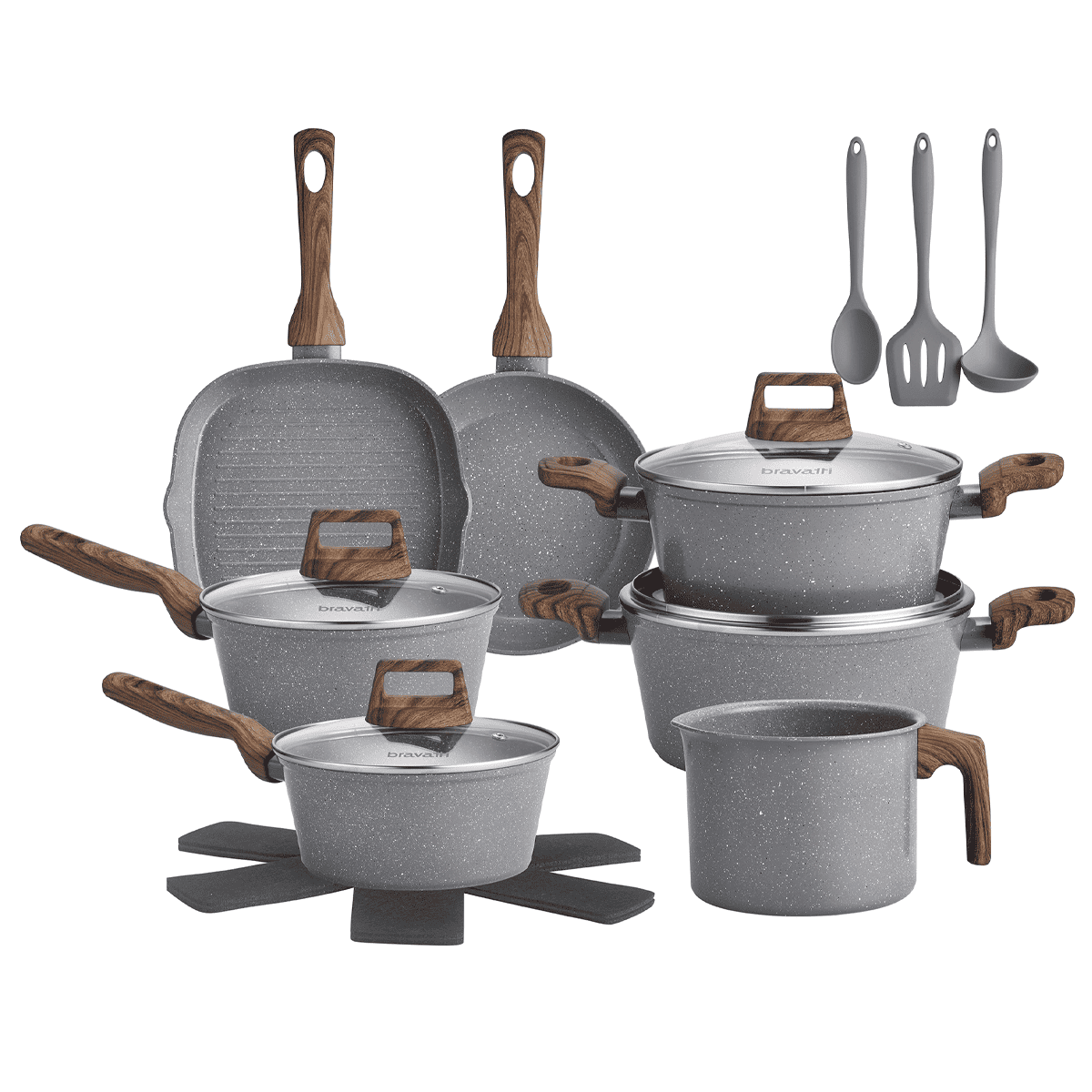 Jogo de Panelas 12 Peças Bravia Cookware Grafeno Bravatti