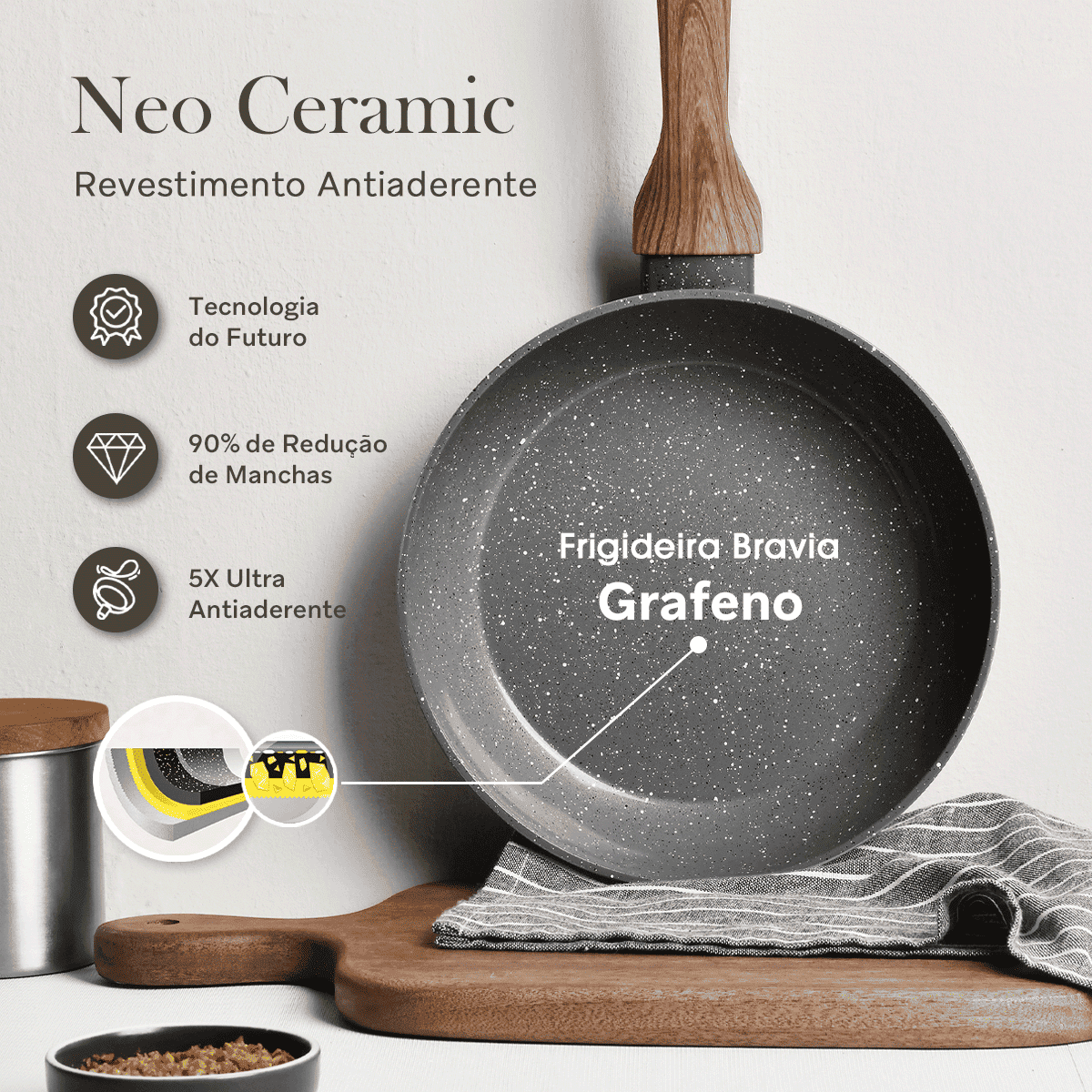 Frigideira 22cm Bravia Cookware com Descanso Bravatti