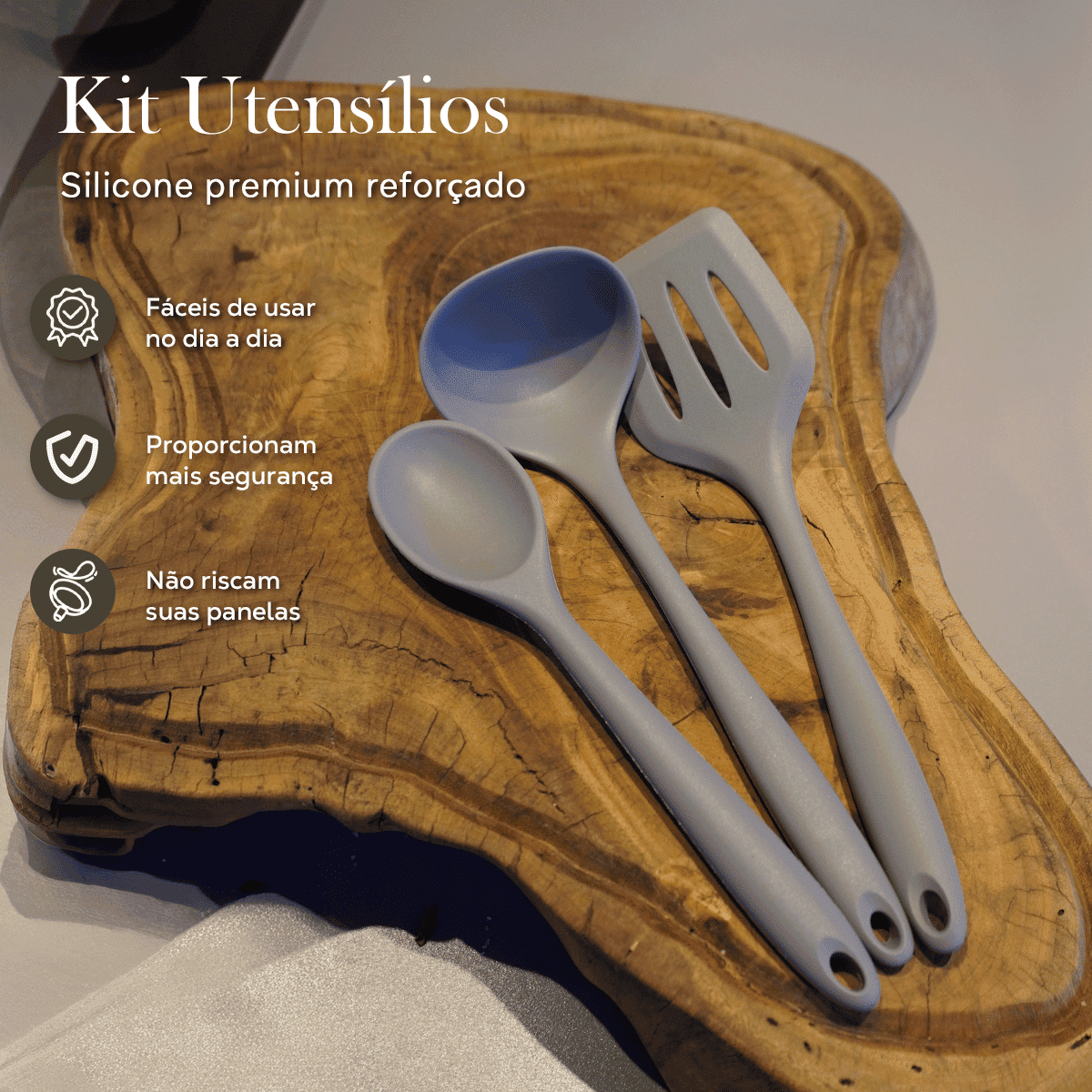 Trio de Talheres em Silicone Bravia Cookware Bravatti