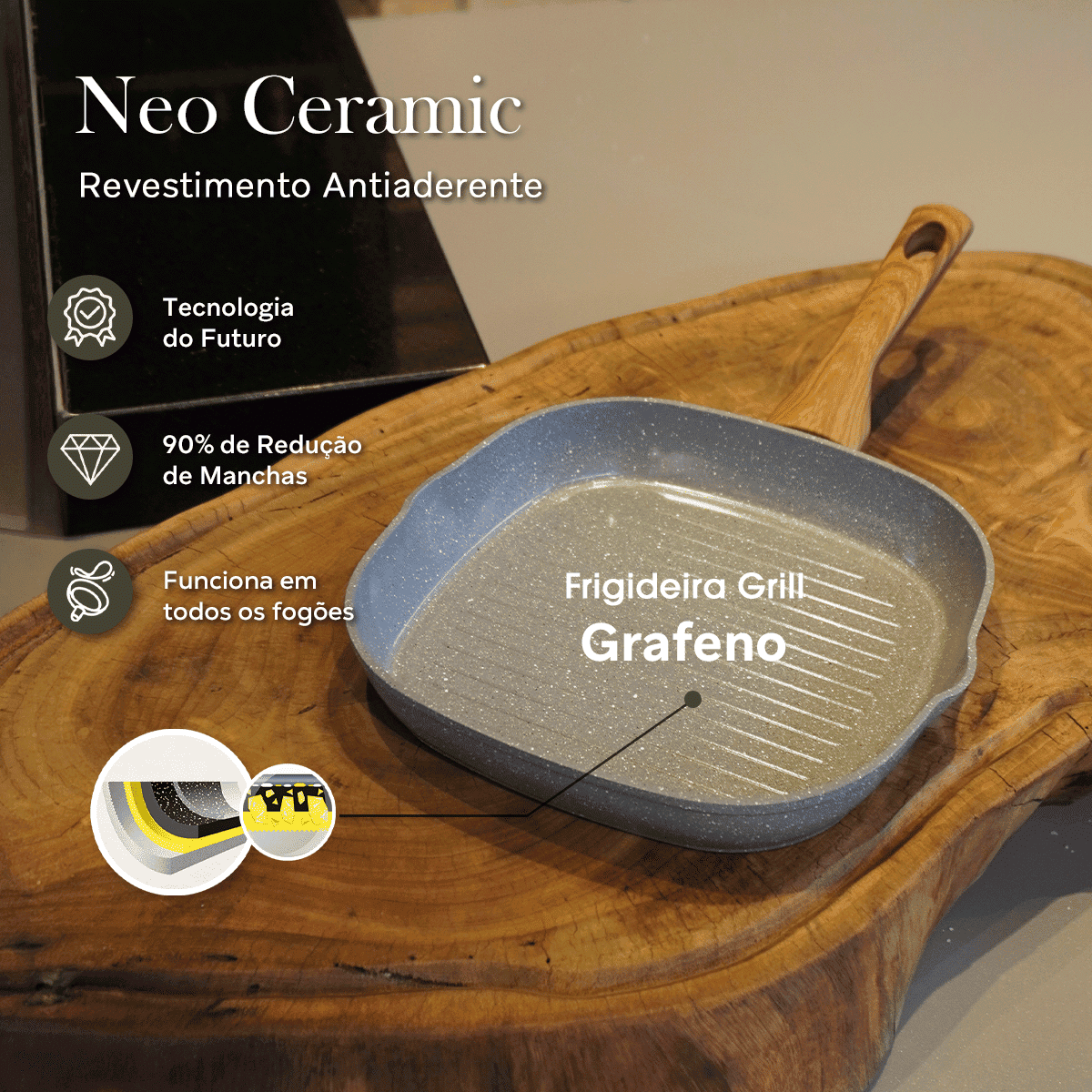 Frigideira Grill 24cm Bravia Cookware Bravatti