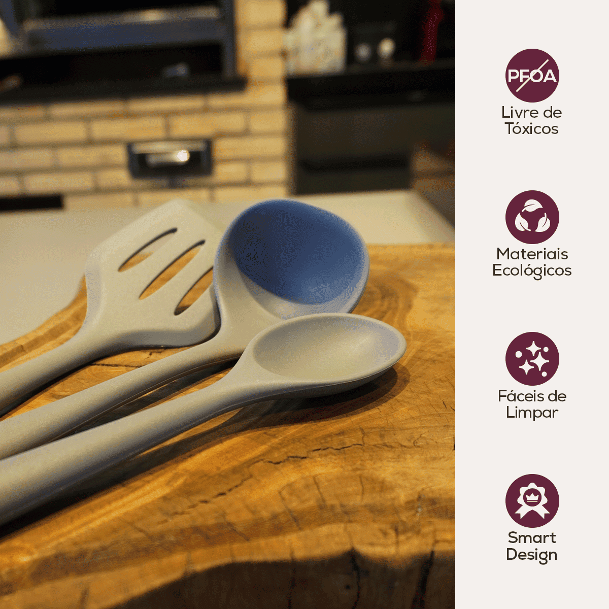 Trio de Talheres em Silicone Bravia Cookware Bravatti