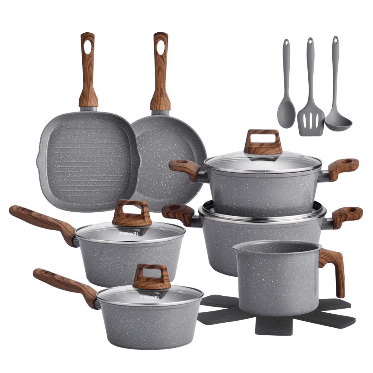 Jogo de Panelas 12 Peças Bravia Cookware Grafeno Bravatti