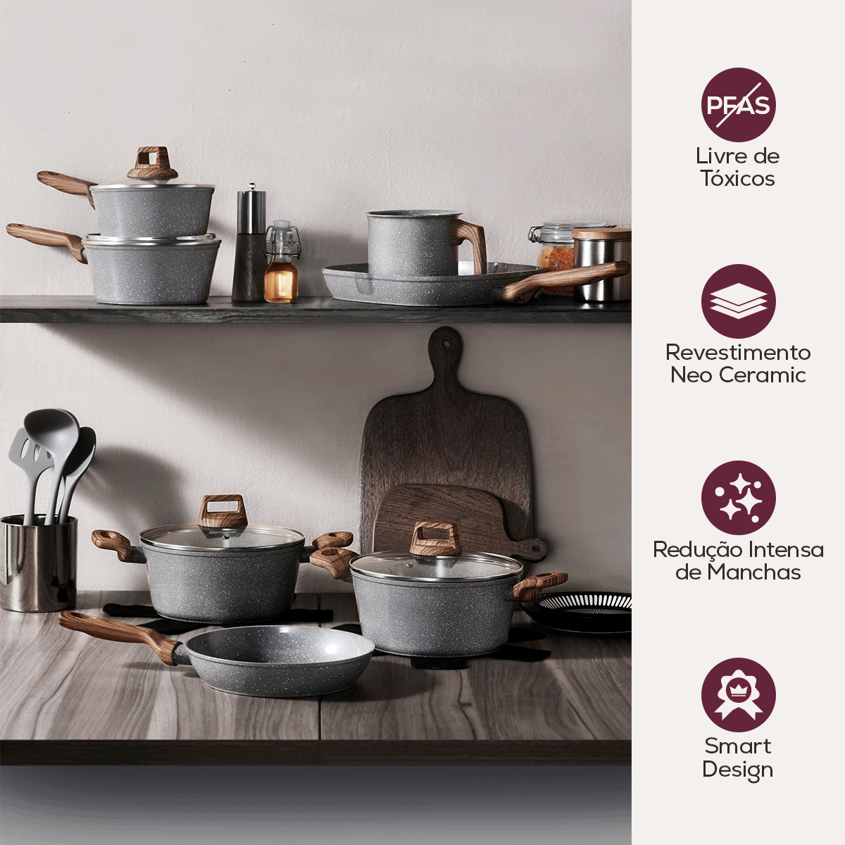 Jogo de Panelas 12 Peças Bravia Cookware Grafeno Bravatti