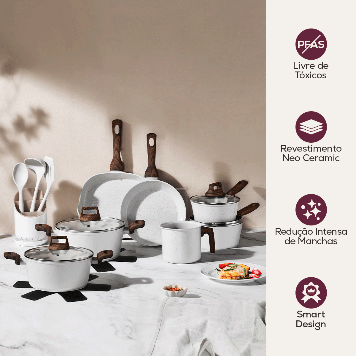 Jogo de Panelas 12 Peças Bravia Cookware Arenito Bravatti