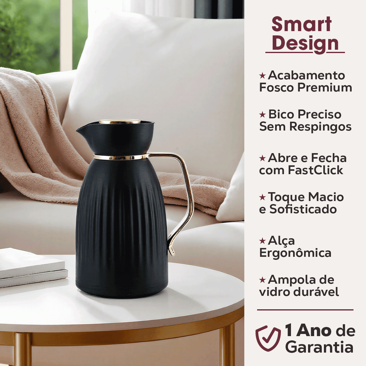Garrafa Térmica Mônaco 1L - Off White Bravatti