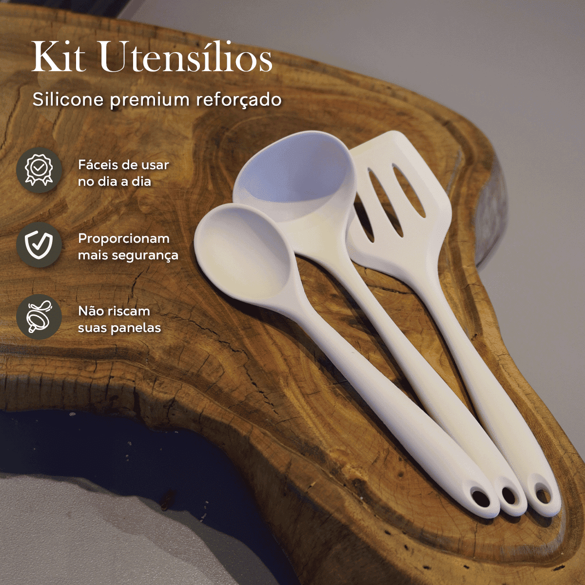 Trio de Talheres em Silicone Bravia Cookware Bravatti